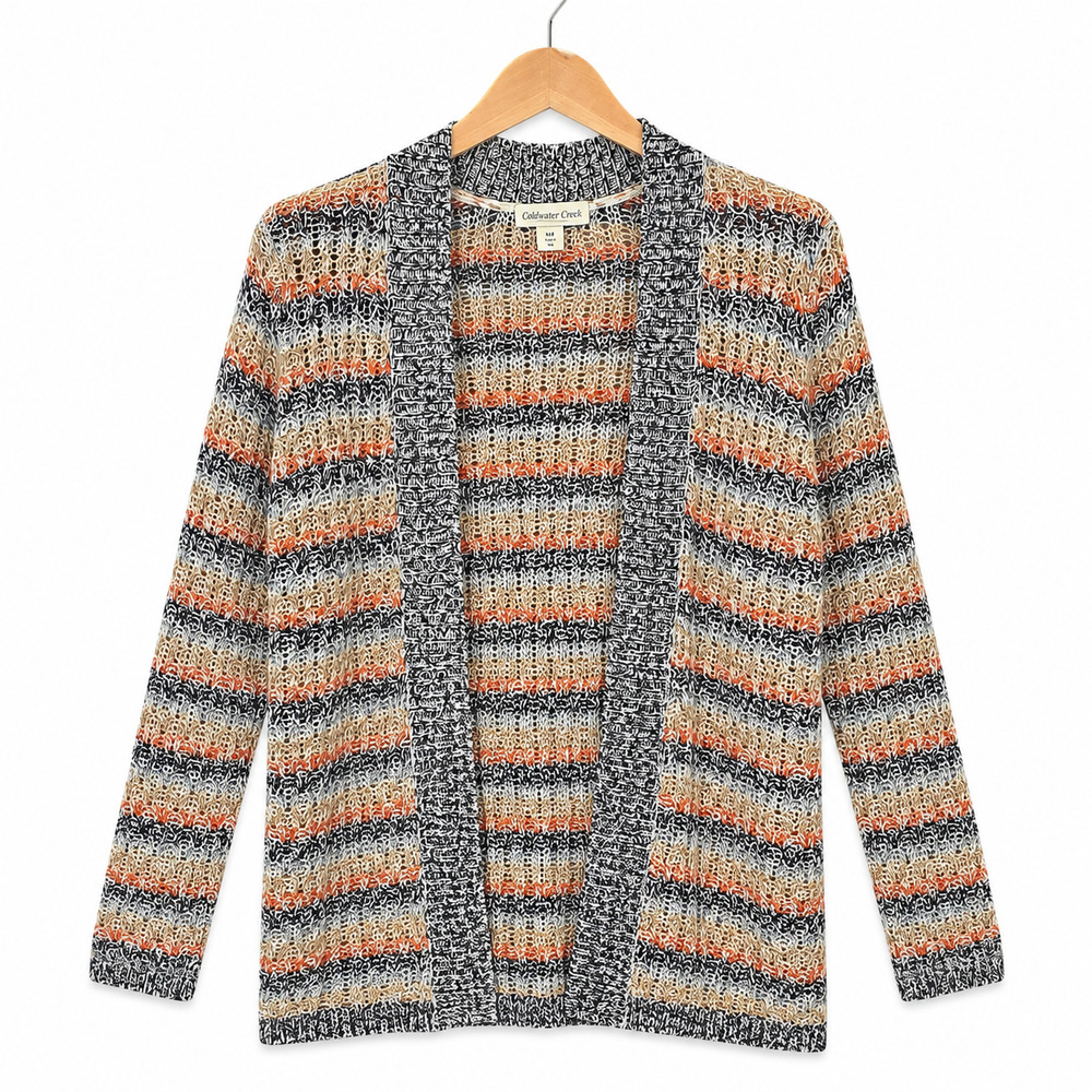 Coldwater Creek Cardigan Womems Size XL Multicolor Open Front Cotton Blend Fall